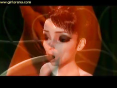 Магический цветок обвивает и трахает в киску грудастую 3D девку