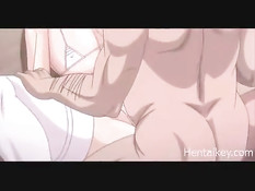 Здоровый мужик ебёт на полу грудастую хентай девчонку в бикини