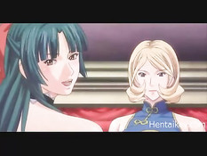 Здоровый мужик ебёт на полу грудастую хентай девчонку в бикини