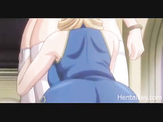 Здоровый мужик ебёт на полу грудастую хентай девчонку в бикини