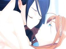 Сиськастые аниме лесбиянки лижут сосочки и используют страпон