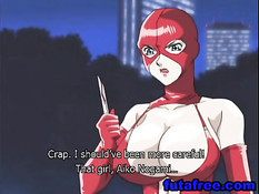 Сисястой хентай девушке в корсете делают двойное проникновение