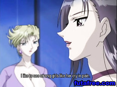 Сисястой хентай девушке в корсете делают двойное проникновение