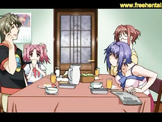 Соблазнительные хентай девки занимаются сексом с одним парнем