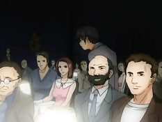 Грудастая хентай девушка в бикини занимается сексом с очкариком