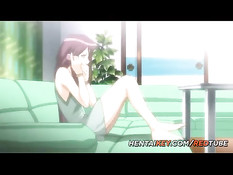 Возбуждённая хентай девчонка довела до оргазма своими сиськами