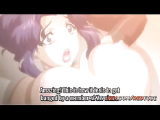 Возбуждённая хентай девчонка довела до оргазма своими сиськами