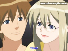 Грудастая хентай женщина в очках отсосала и уселась на паренька