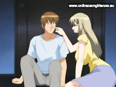 Грудастая хентай женщина в очках отсосала и уселась на паренька