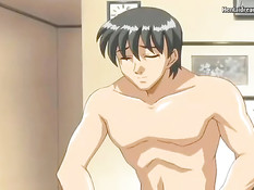 Взял в руки большие сиськи хентай студентки и дал подрочить член