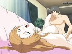 Взял в руки большие сиськи хентай студентки и дал подрочить член