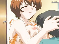 Взял в руки большие сиськи хентай студентки и дал подрочить член