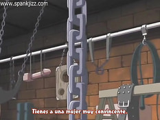 Он прижал к стене грудастую хентай брюнетку и засадил свой член