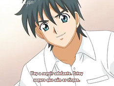 Он прижал к стене грудастую хентай брюнетку и засадил свой член