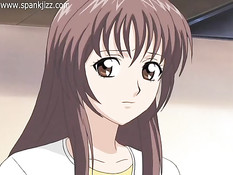 Он прижал к стене грудастую хентай брюнетку и засадил свой член