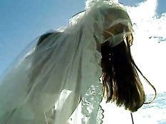 Brunette asian bride fucked on the court