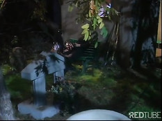 Sex on the cemetery with asian pussy