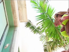 Two busty sluts and one cock in free nature