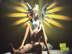 Жёсткие секс игры персонажей игры Overwatch - Mercy и Evil Mercy