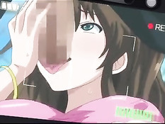 Очкастая хентай девка с косичками занимается любовью с парнем