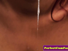 Две девушки подрочили член стоя на коленях и выдрочили сперму