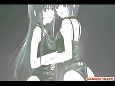 Развратный паренёк трахает связанных хентай девчонок на крыше