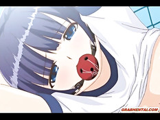 Развратный паренёк трахает связанных хентай девчонок на крыше