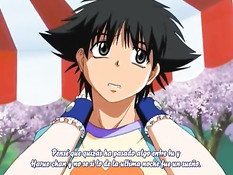 Развратные хентай подружки дрочат парню член руками и сиськами