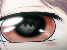 Аниме блондинка дала очкарику полизать сиськи и подрочила член