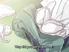 Аниме блондинка дала очкарику полизать сиськи и подрочила член