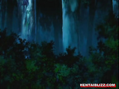 Волшебница привязала аниме девчонку к дереву и отлизала киску