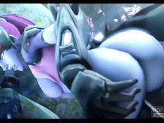 Супергероя WidowMaker из игры Overwatch оттрахали в позе раком