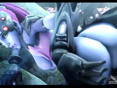 Супергероя WidowMaker из игры Overwatch оттрахали в позе раком