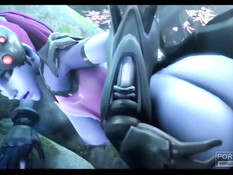 Супергероя WidowMaker из игры Overwatch оттрахали в позе раком