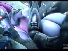 Супергероя WidowMaker из игры Overwatch оттрахали в позе раком