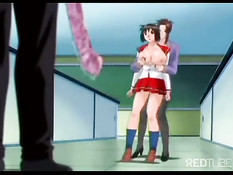 Красивые хентай девки занимаются лесби сексом и ебутся с парнем