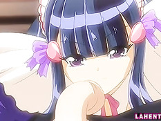 Развратная хентай горничная связала мужика и уселась на его член