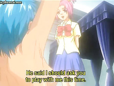 Парень и девка сделали двойное проникновение хентай девчонке