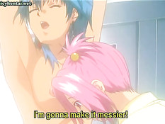 Парень и девка сделали двойное проникновение хентай девчонке