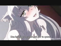 Рукой довёл хентай девку до бурного оргазма и дал отсосать член