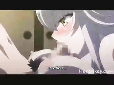 Рукой довёл хентай девку до бурного оргазма и дал отсосать член