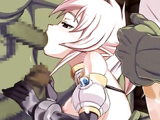 Зелёный монстр заковал хентай девчонку и оттрахал в позе раком