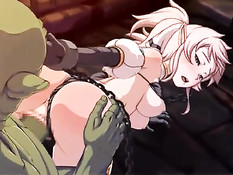 Зелёный монстр заковал хентай девчонку и оттрахал в позе раком