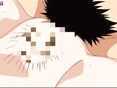 Сисястая хентай блондинка отсасывает в позе 69 и садится на член