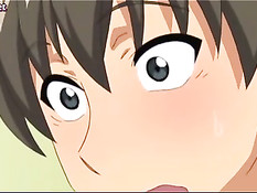 Сисястая хентай блондинка отсасывает в позе 69 и садится на член