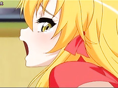 Сисястая хентай блондинка отсасывает в позе 69 и садится на член