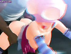 Большие чёрные члены делают двойное проникновение аниме девке