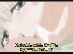 Паренёк поцеловал светловолосую хентай девку и сделал фистинг