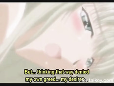 Паренёк поцеловал светловолосую хентай девку и сделал фистинг