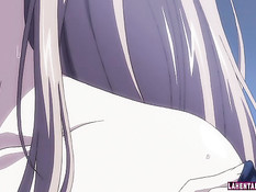 Он улёгся на пол и попросил хентай девку подрочить хуй сиськами